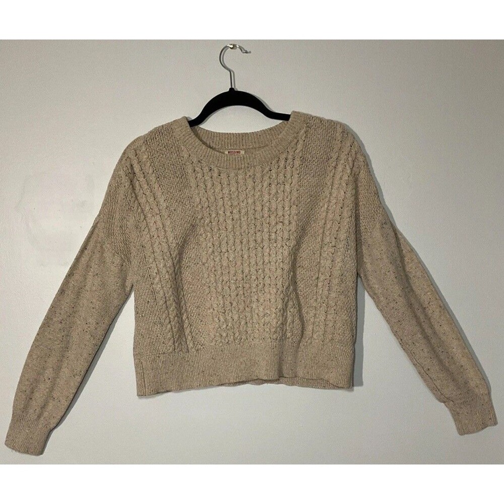 Mossimo Tan Cable Knit Speckled Sweater Size M